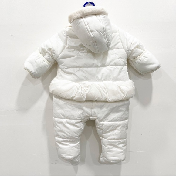 Jessica Simpson Faux Fur Peplum Puffer Hooded Snow Suit White 3/6 Months - Picture 2 of 11